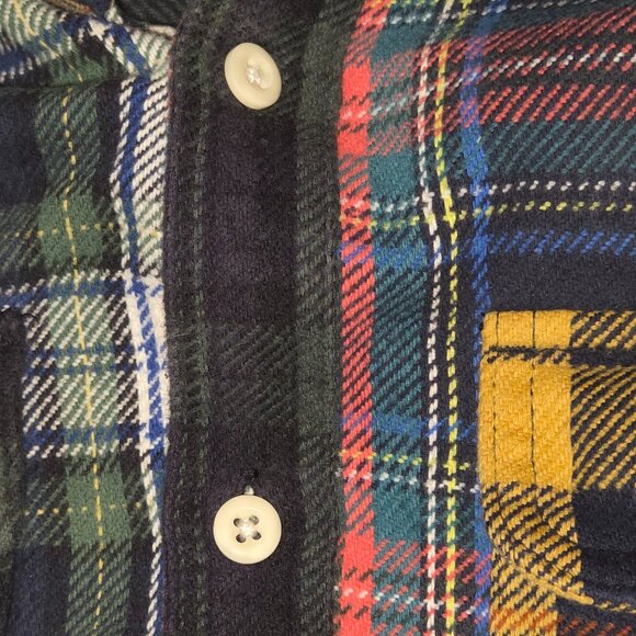 Flannel Plaid Multi Patch Shacket Shirt American Eagle Outfitter Size Medium - Picture 4 of 16